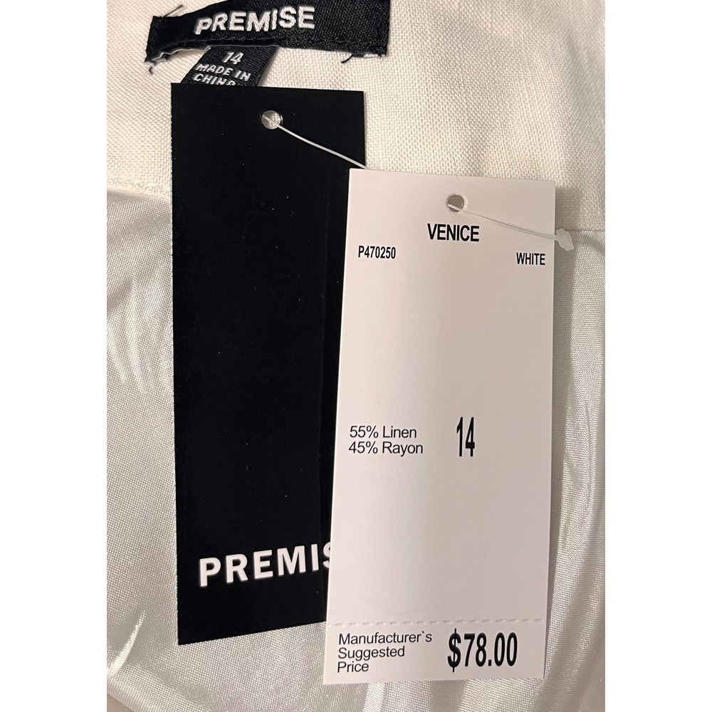 Premise Venice White Linen‎ Blend Lined Maxi Skirt Size 14 NWT - Picture 5 of 6